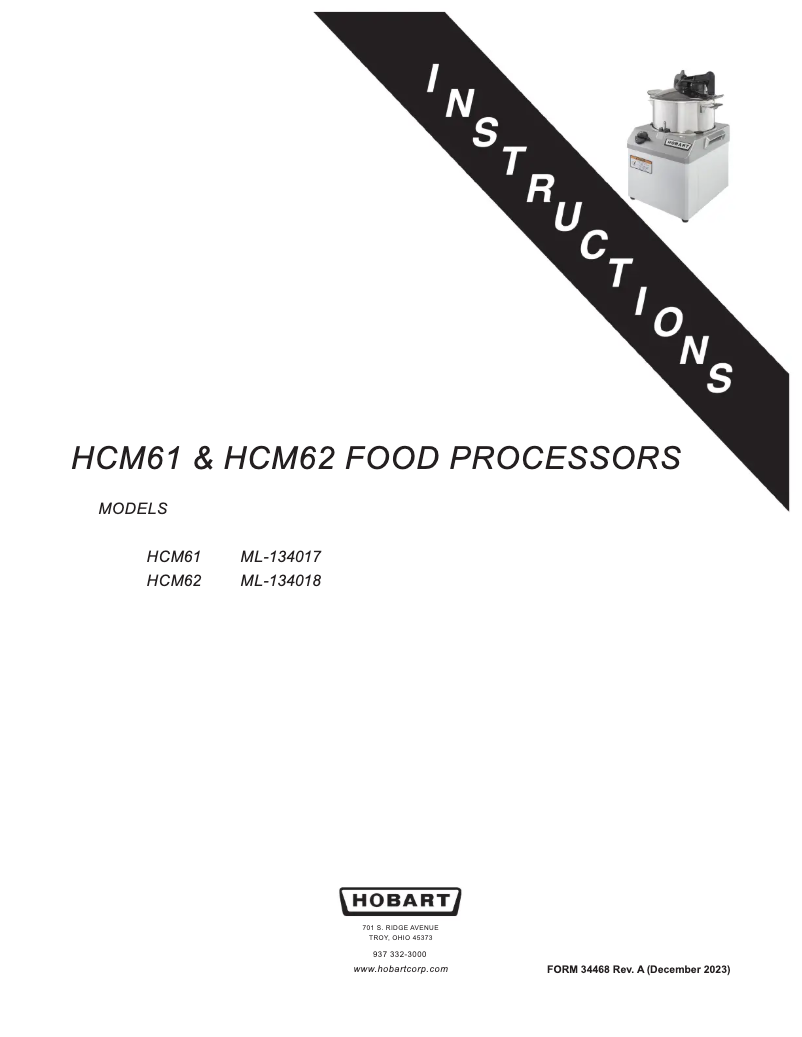 Page n°1 - Manuel utilisateur Hobart HCM61
