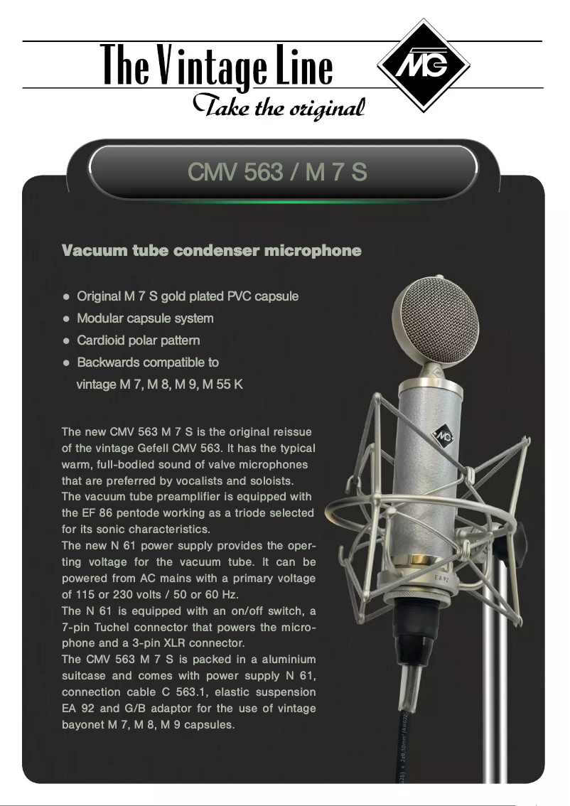 Page n°1 - Manuel utilisateur Microtech Gefell CMV 563