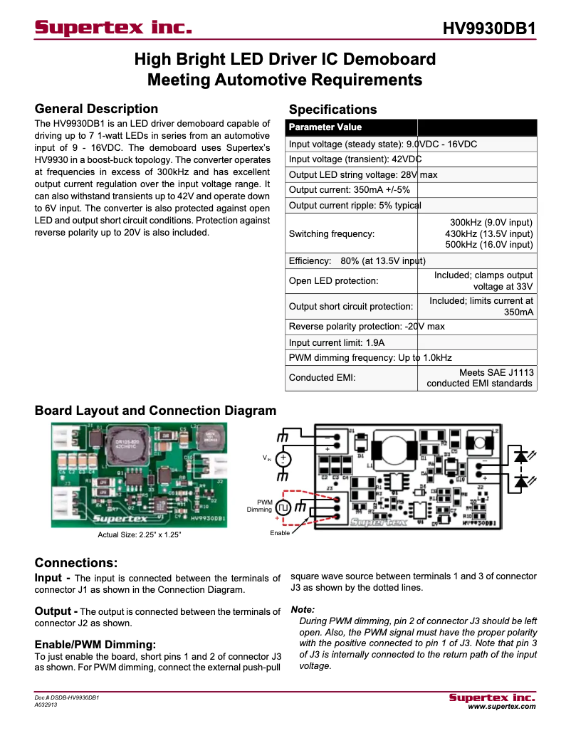 Page 1 de la notice Manuel utilisateur Microchip HV9930DB1