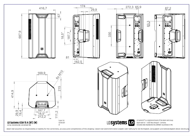 Página 1 del manual Ficha técnica LD Systems ICOA 15 A BT