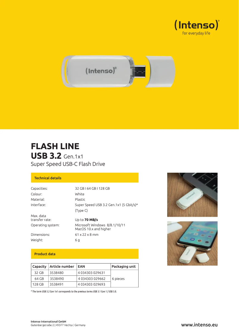 Page n°1 - Manuel utilisateur Intenso Flash Line USB 3.2