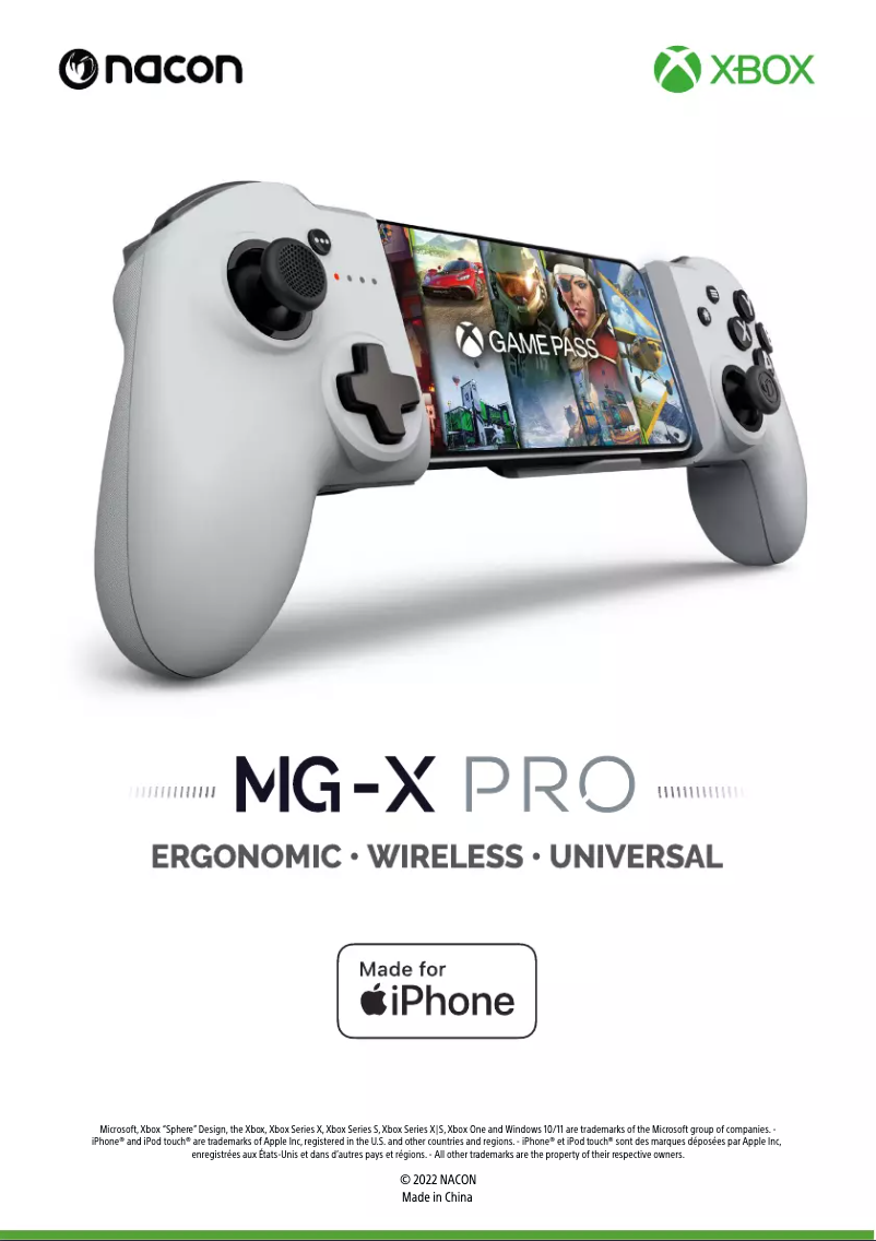 Page 1 de la notice Manuel utilisateur NACON MG-X PRO