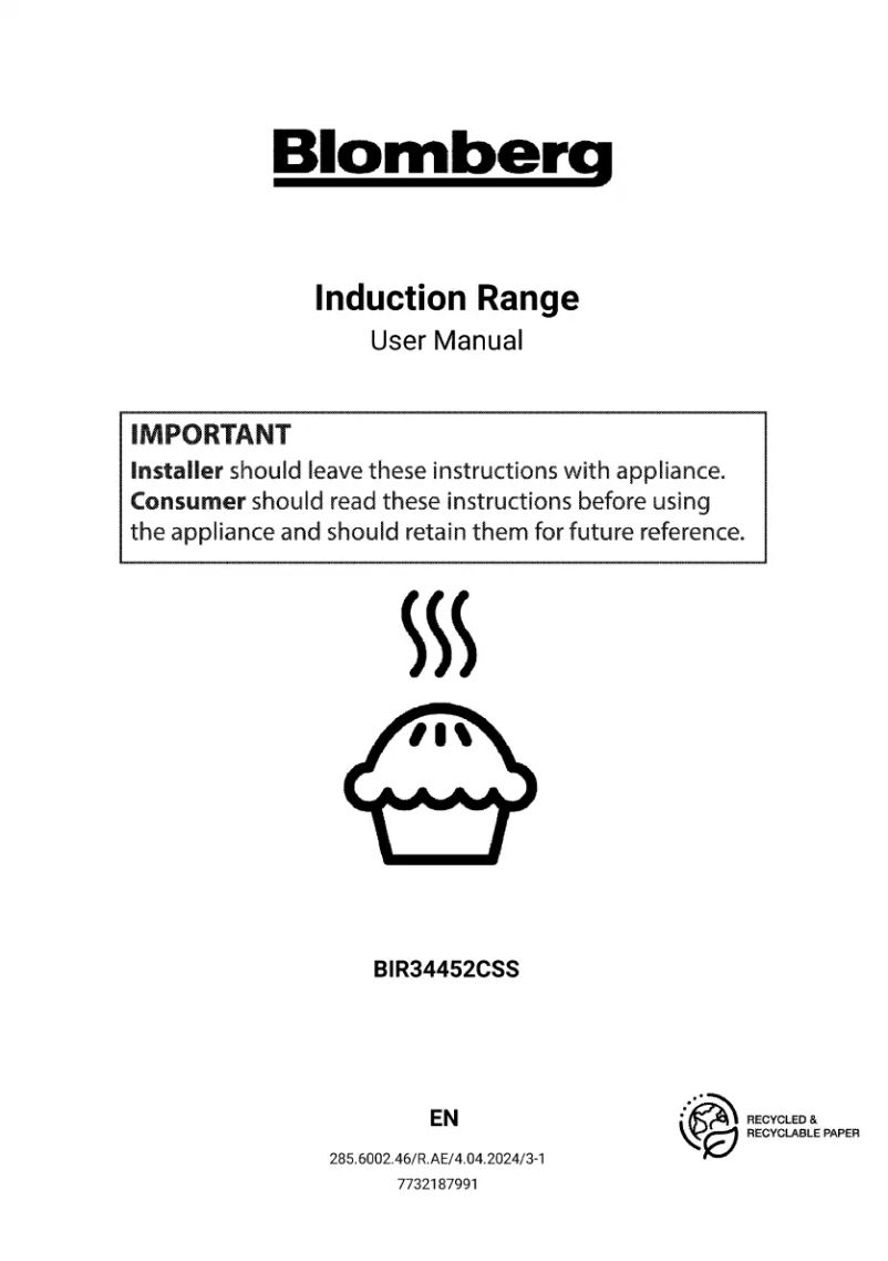 Page 1 de la notice Manuel utilisateur Blomberg BIR34452SS