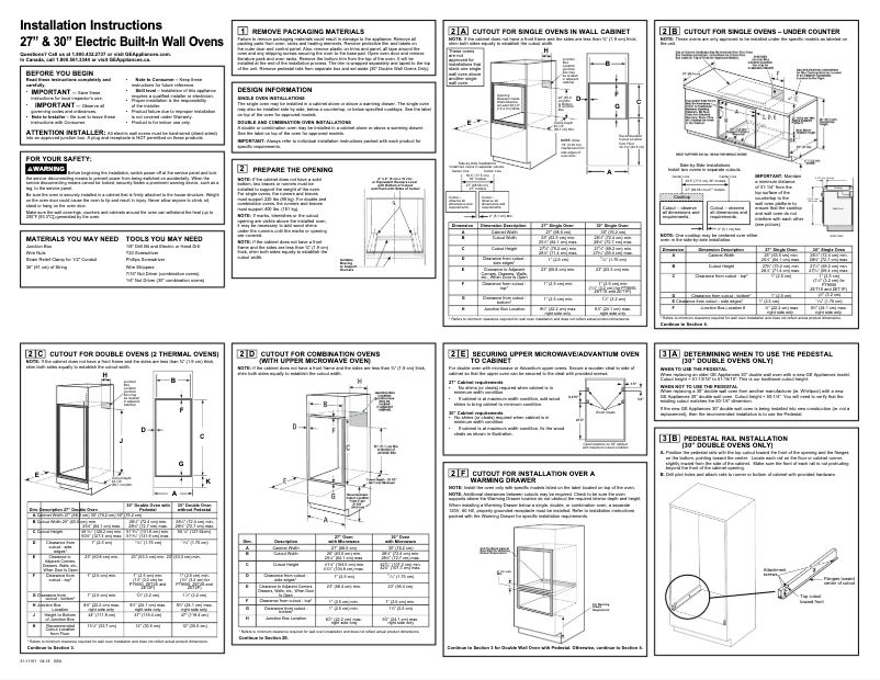 Page 1 de la notice Guide d'installation Monogram ZTS90DSSNSS