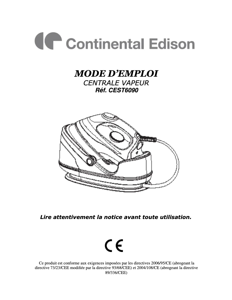 Page n°1 - Manuel utilisateur Continental Edison CEST6090