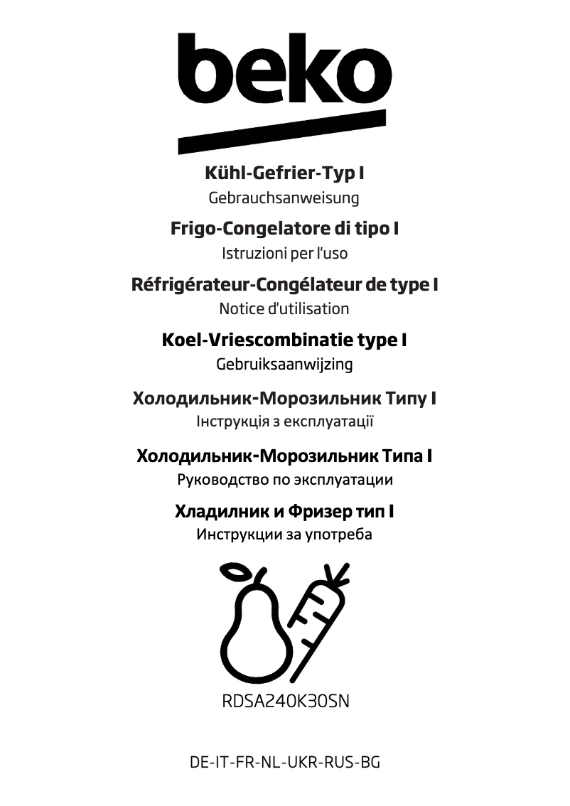 Page n°1 - Manuel utilisateur Beko RDSA240K30SN
