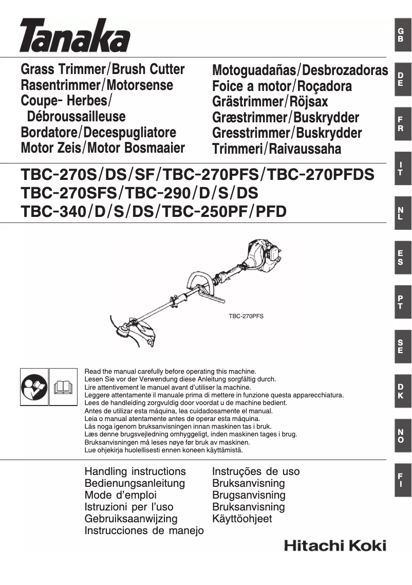 Page n°1 - Manuel utilisateur Tanaka TBC-270S