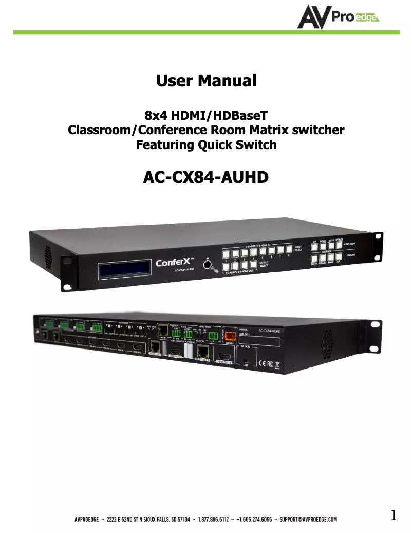 Image de la première page du manuel de l'appareil ConferX AC-CX84-AUHD