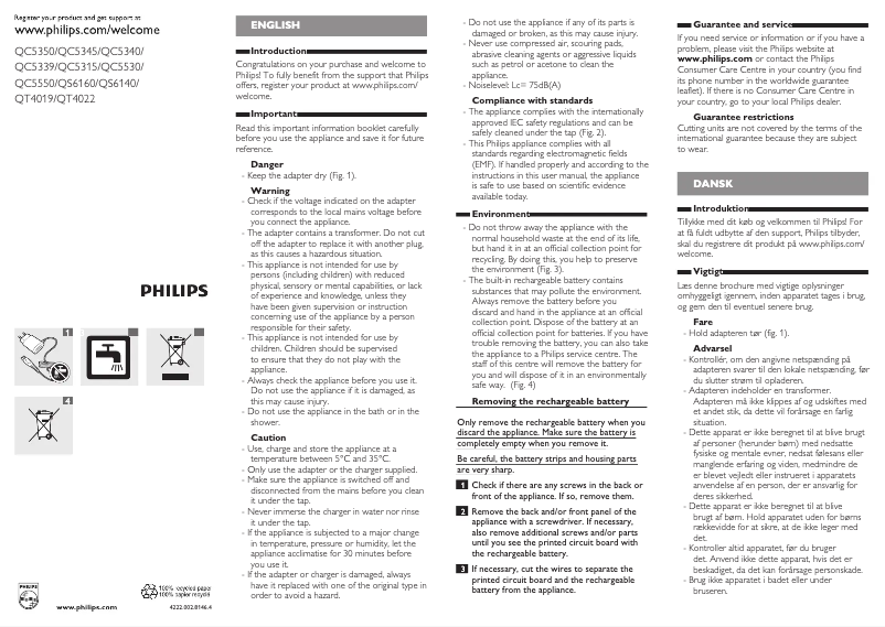 Página 1 del manual Manual de usuario Philips Series 5000 QC5340