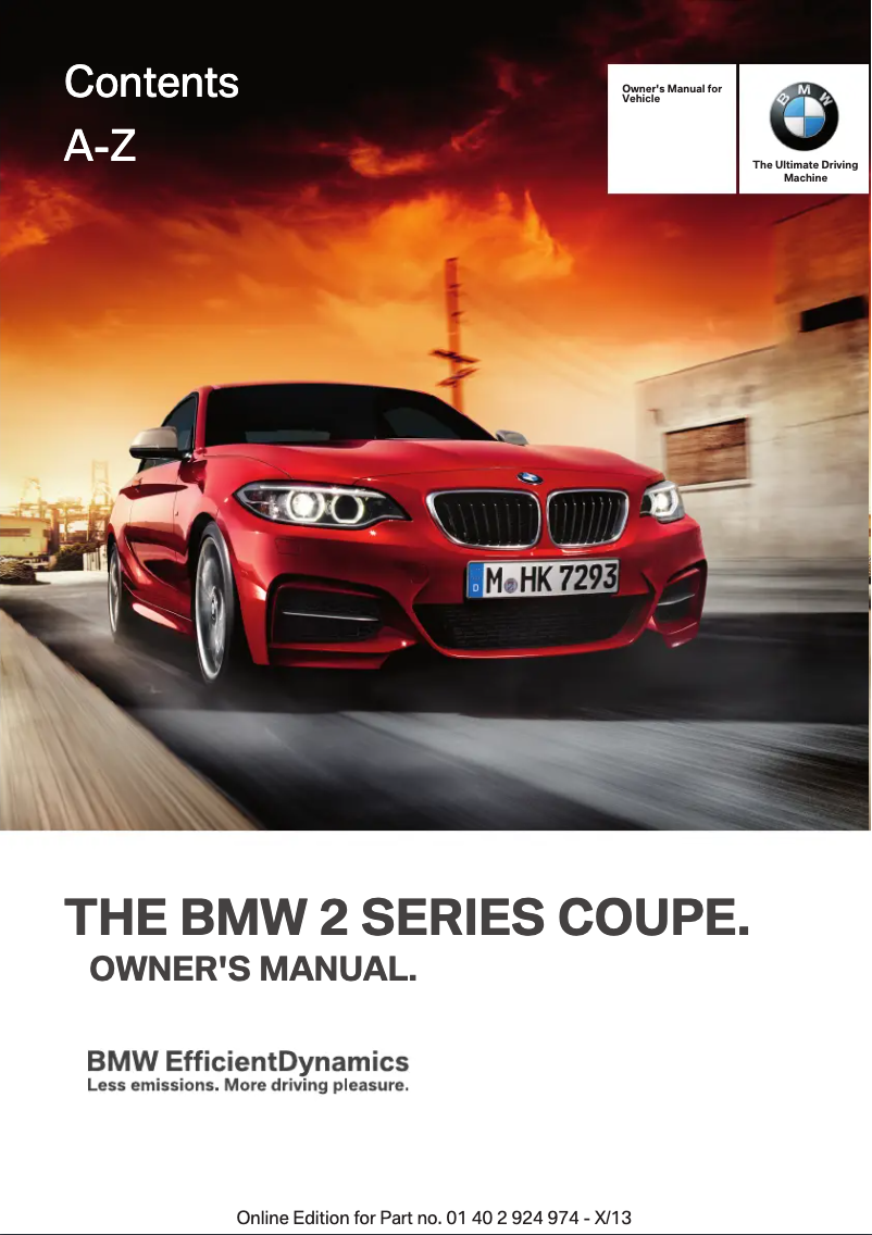 Page 1 de la notice Manuel utilisateur BMW 228i Coupe (2014)