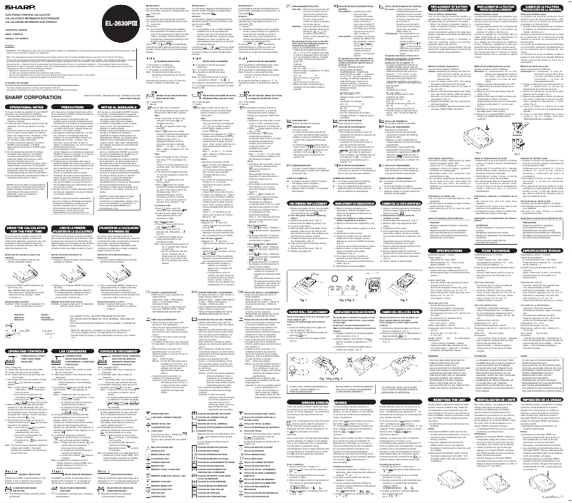 Image de la première page du manuel de l'appareil EL-2630PIII Rekenmachine met telrol