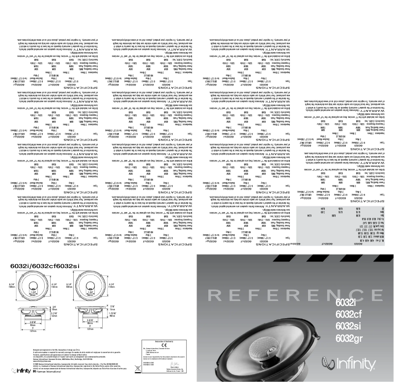 Page 1 de la notice Manuel utilisateur Infinity Reference 6032CF