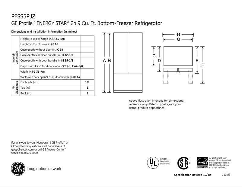 Image de la première page du manuel de l'appareil Profile PFSS5PJZSS