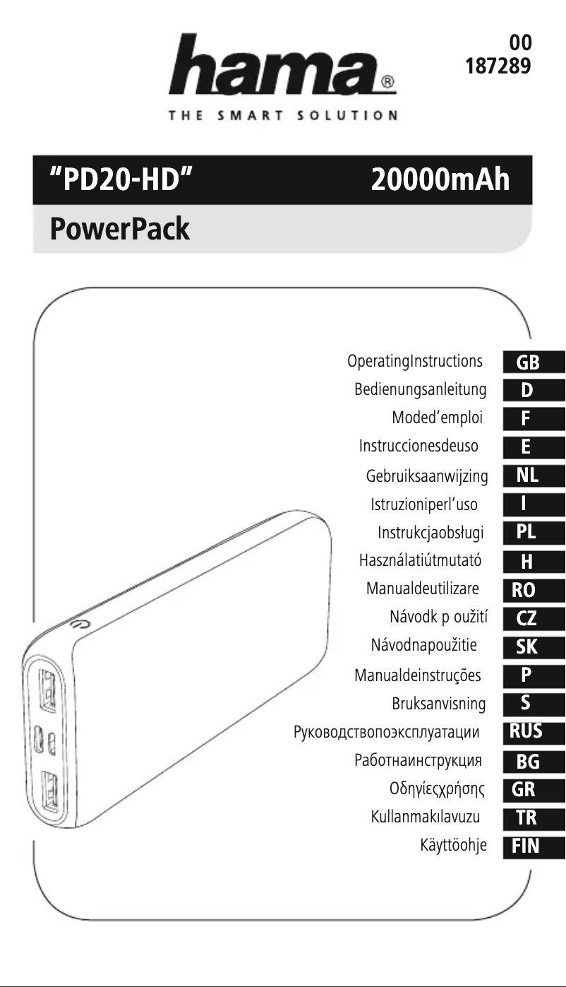 Page n°1 - Manuel utilisateur Hama PD20-HD