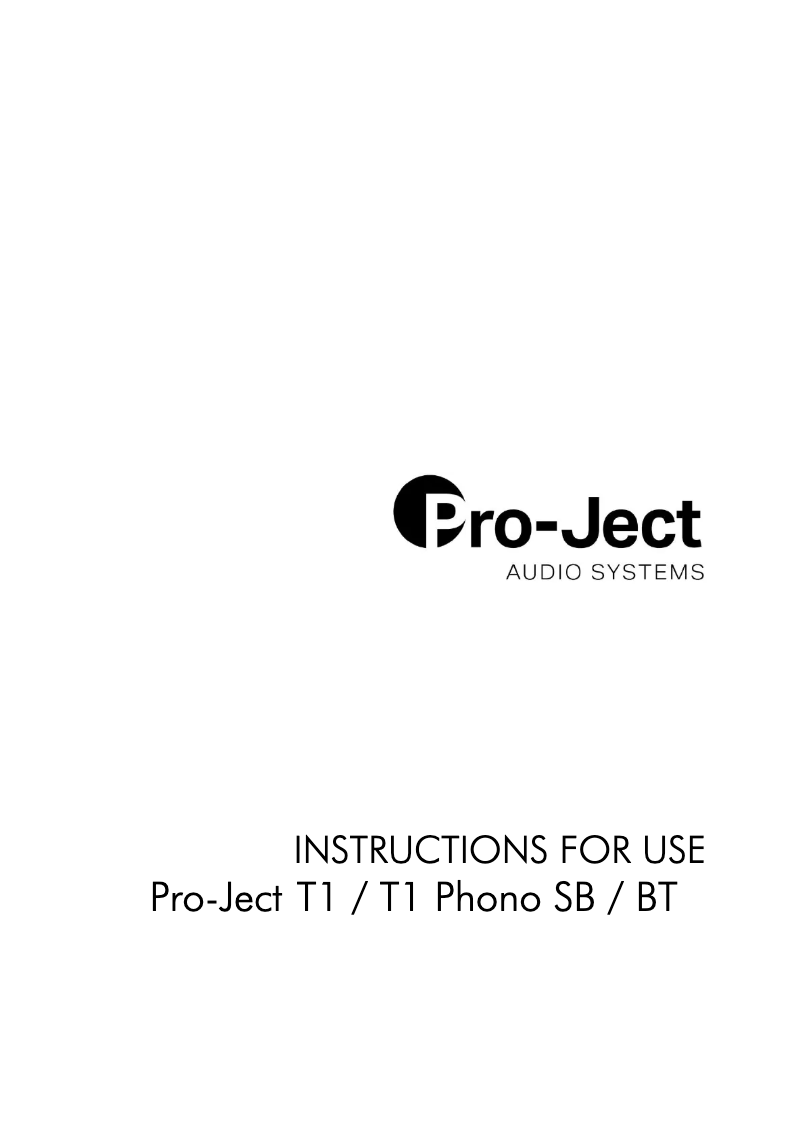 Page n°1 - Manuel utilisateur Pro-Ject T1