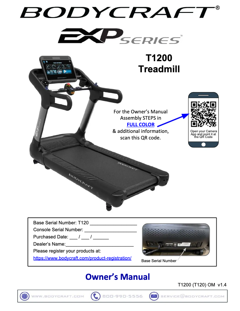 Page n°1 - Manuel utilisateur BodyCraft T1200