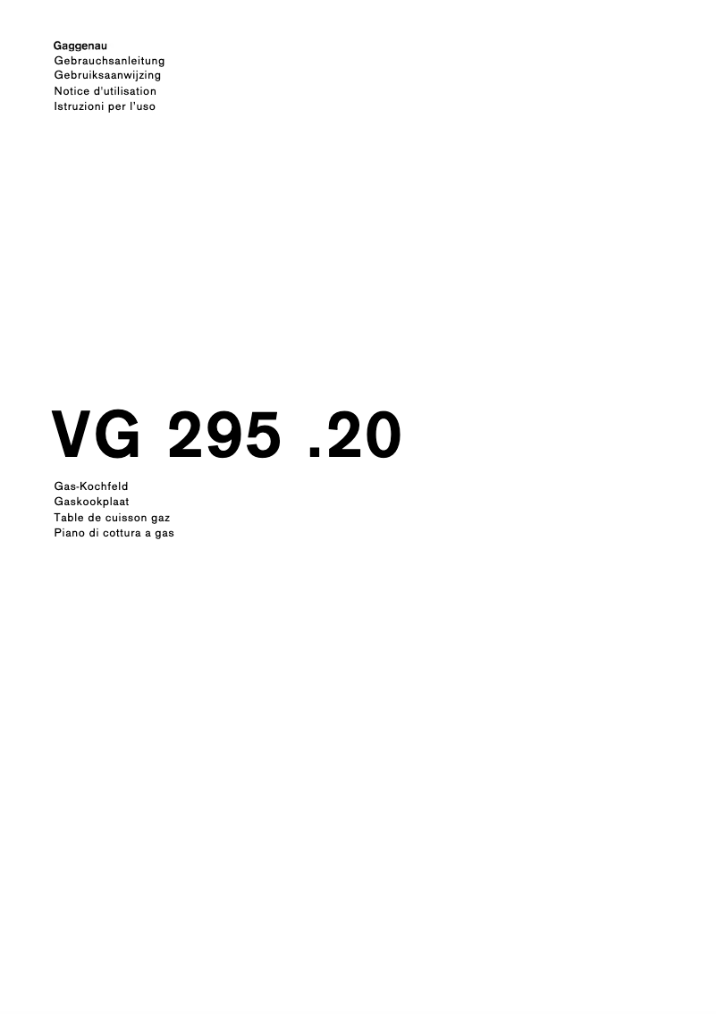 Page n°1 - Manuel utilisateur Gaggenau VG295220DE