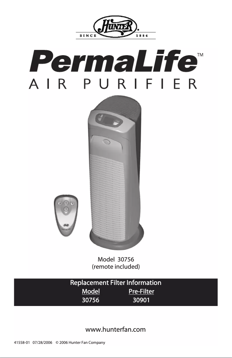 Page n°1 - Manuel utilisateur Hunter PermaLife 30756