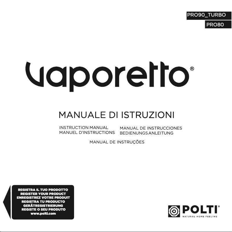 Page 1 de la notice Manuel utilisateur Polti Vaporetto Pro 80