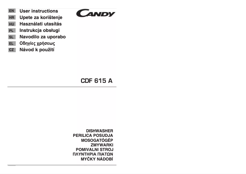 Page 1 de la notice Manuel utilisateur Candy CDF615A-39S