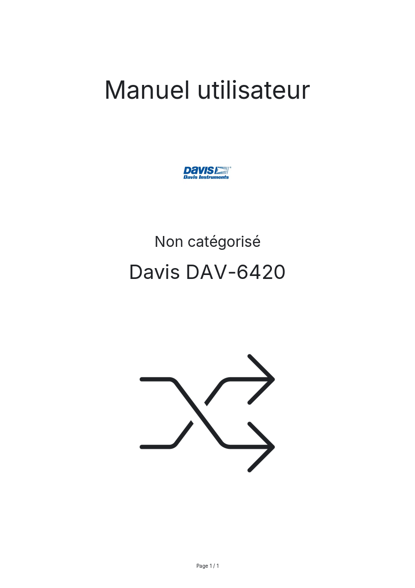 Page n°1 - Manuel utilisateur Davis DAV-6420