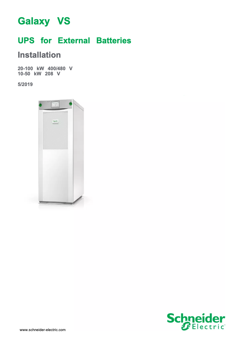 Page 1 de la notice Manuel utilisateur APC Galaxy VS