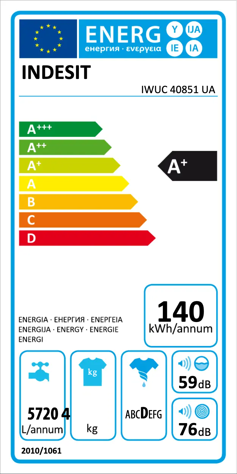 Page 1 de la notice Manuel utilisateur Indesit IWUC 40851 UA
