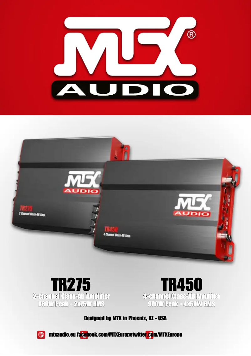 Page n°1 - Manuel utilisateur MTX Audio TR450