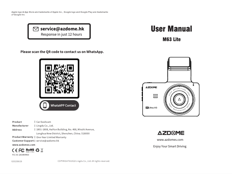 Image de la première page du manuel de l'appareil M63 Lite