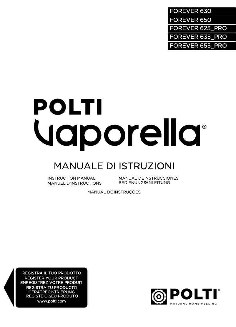 Imagen de la primera página del manual del dispositivo Vaporella Forever 655 PRO