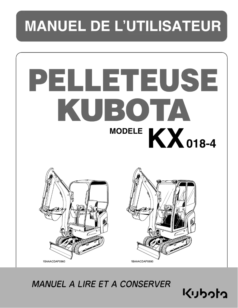 Page n°1 - Manuel utilisateur Kubota KX018-4