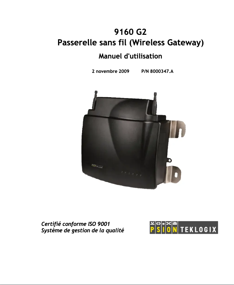 Page 1 de la notice Manuel utilisateur Zebra 9160 G2