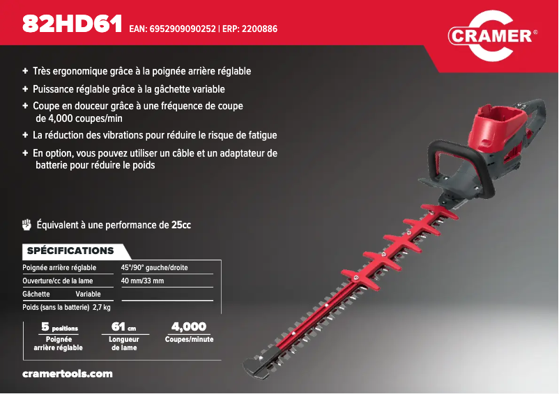 Page n°1 - Manuel utilisateur Cramer 82HD61