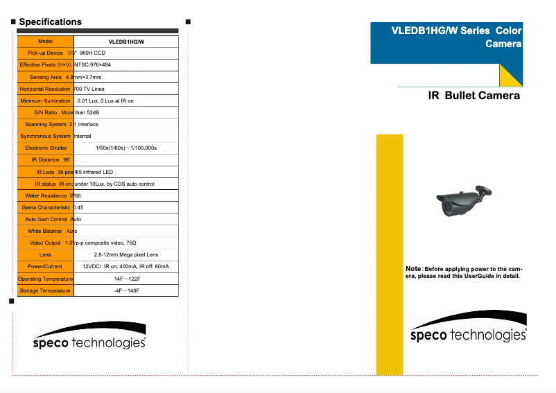 Página 1 del manual Manual de usuario Speco Technologies VLEDB1HW