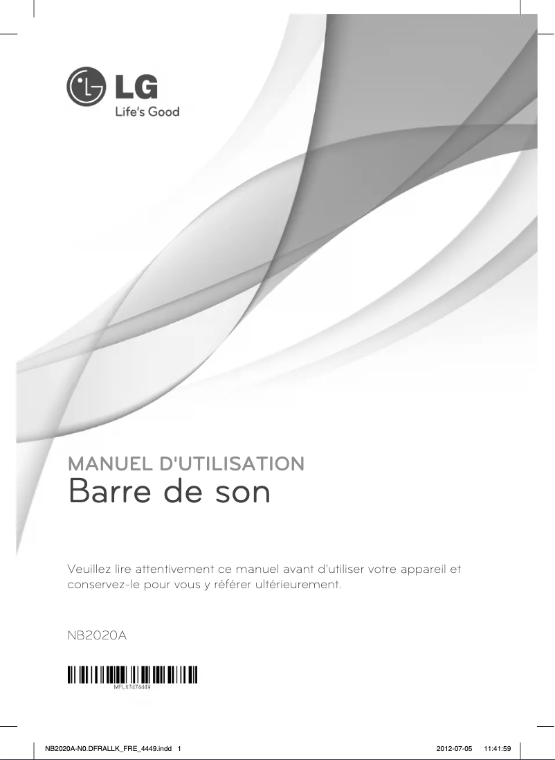 Image de la première page du manuel de l'appareil NB2020A
