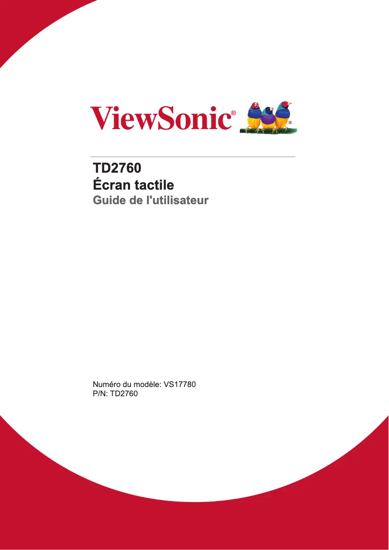 Page 1 de la notice Manuel utilisateur Viewsonic TD2760