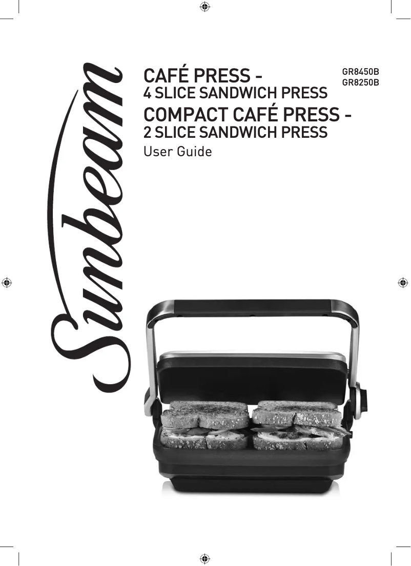 Page 1 de la notice Manuel utilisateur Sunbeam Café Press GR8450B