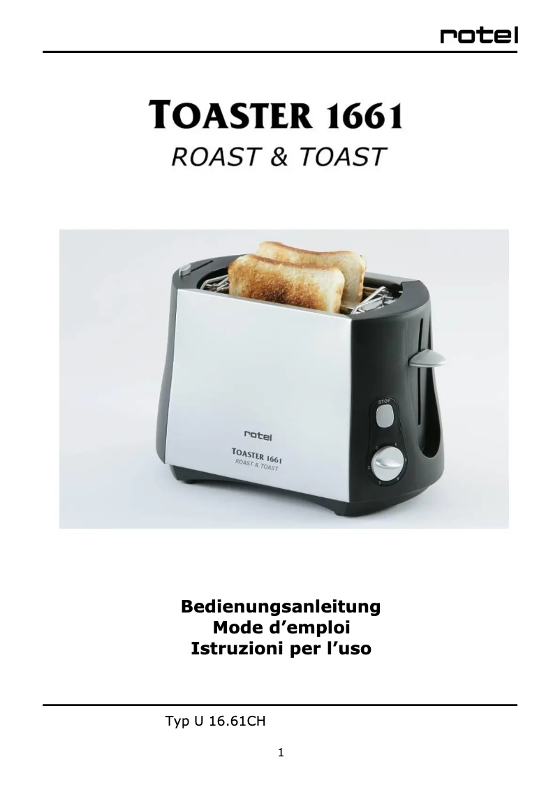 Page n°1 - Manuel utilisateur Rotel 1661