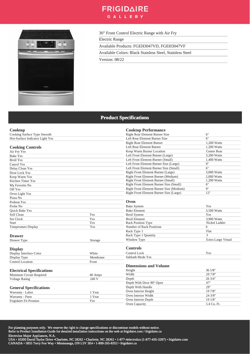 Imagen de la primera página del manual del dispositivo FGEH3047VD