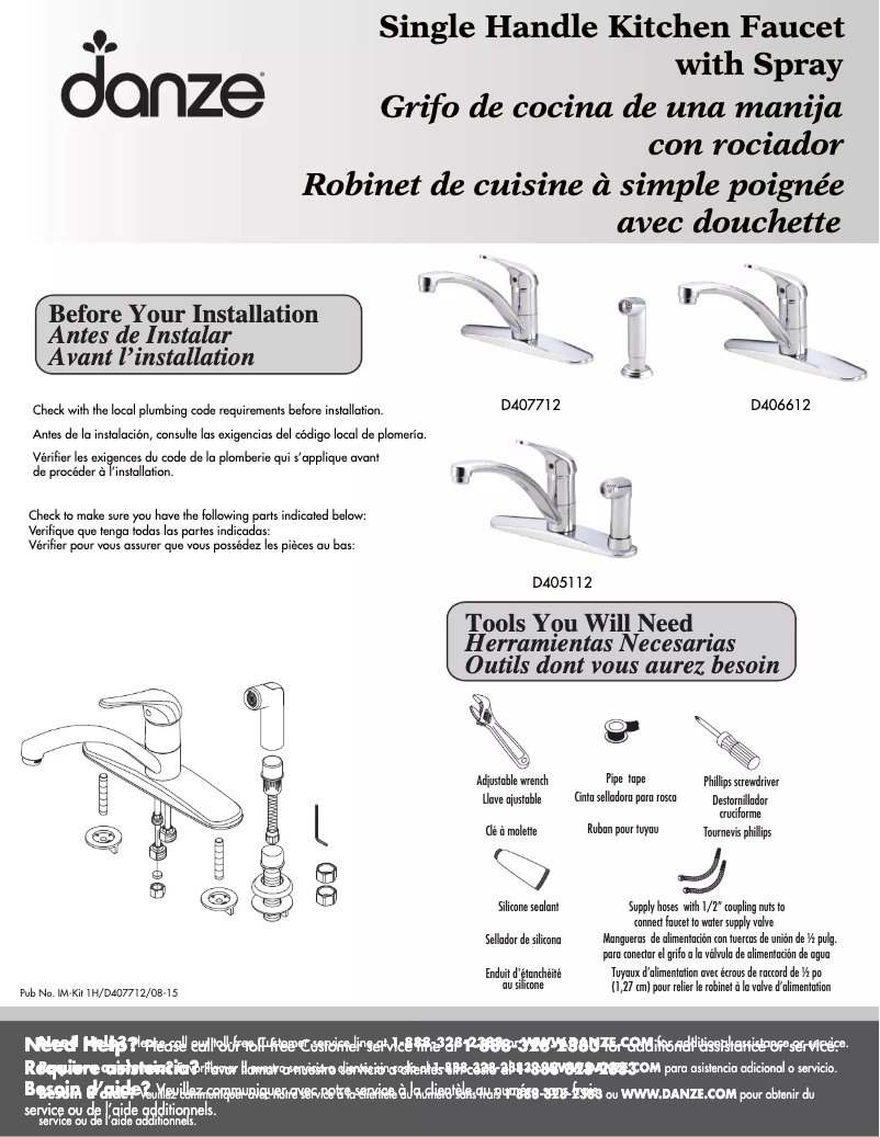 Page n°1 - Manuel utilisateur Danze D405112