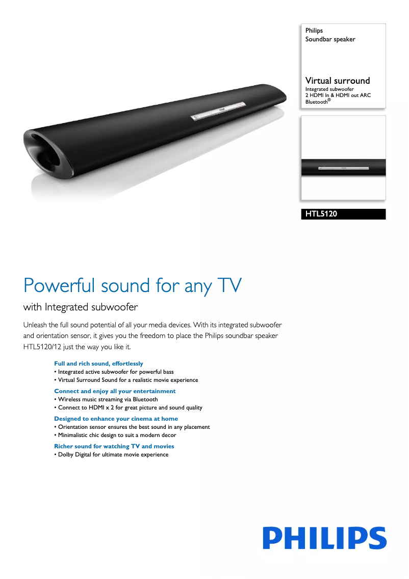 Page 1 de la notice Brochure Philips HTL5120
