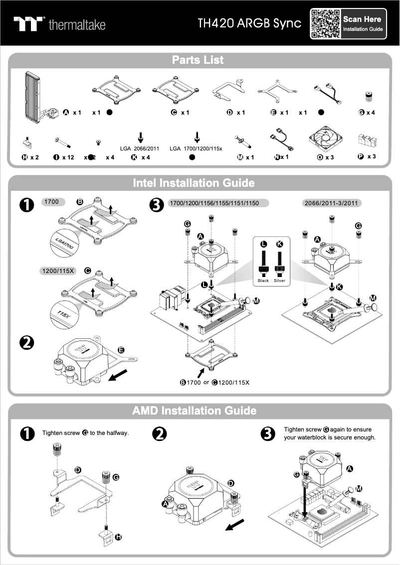 Page 1 de la notice Manuel utilisateur Thermaltake TH420 ARGB Sync