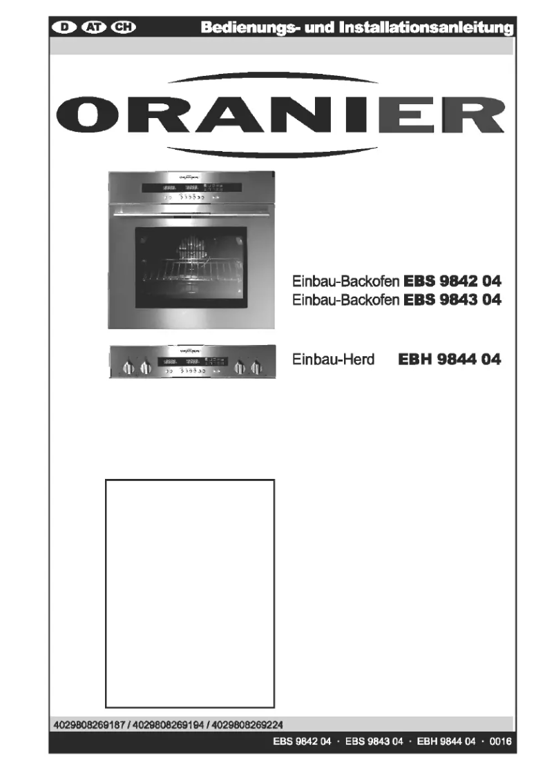 Page n°1 - Manuel utilisateur Oranier EBS 9843 04
