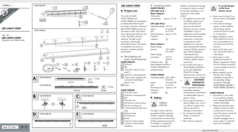 Page 1 de la notice Manuel utilisateur Livarno Lux IAN 271061