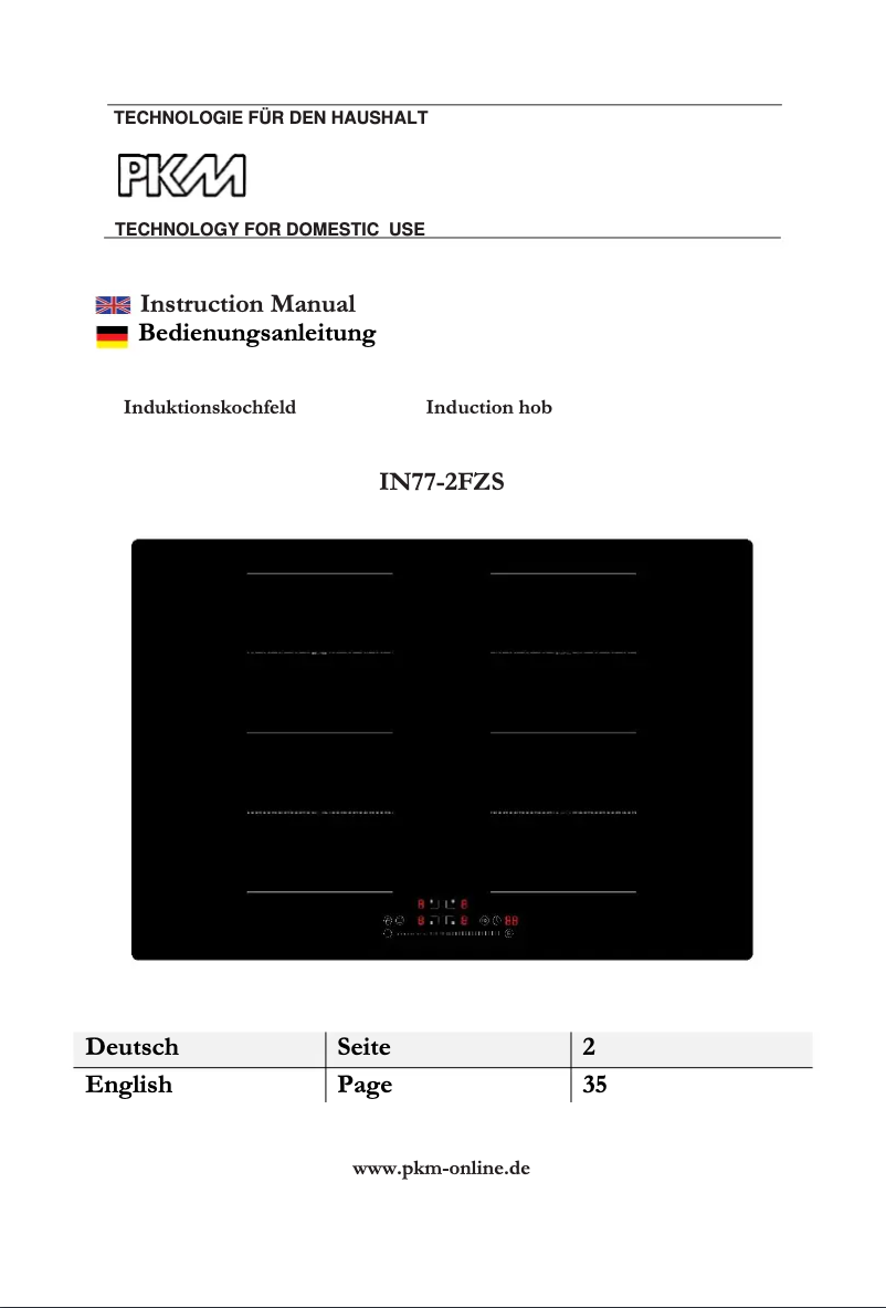 First page image of the manual for IN77-2FZS