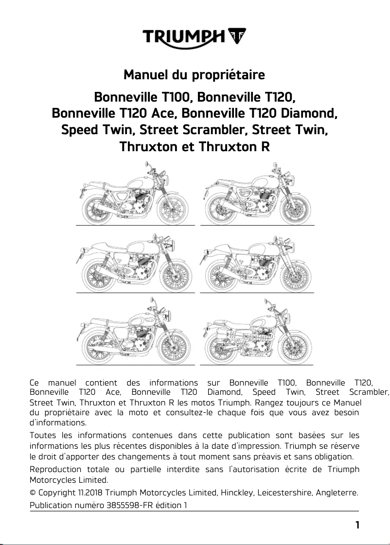 Page n°1 - Manuel utilisateur Triumph Thruxton