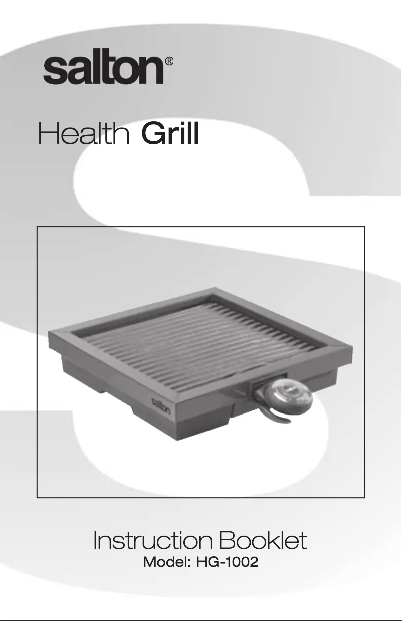 Page n°1 - Manuel utilisateur Salton Health Grill HG-1002