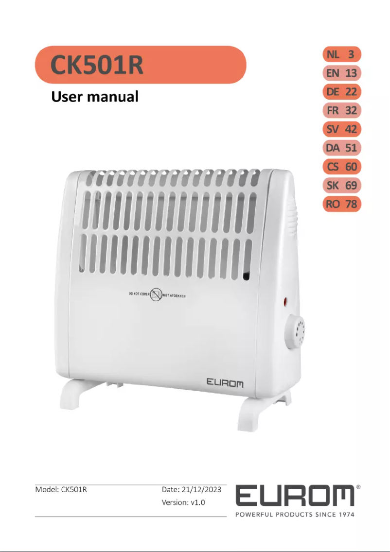 Página 1 del manual Manual de usuario Eurom CK501R