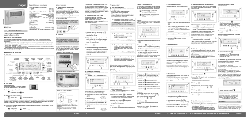 Page n°1 - Manuel utilisateur Hager EK370