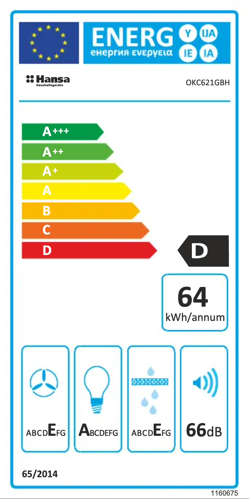 Page n°1 - Label énergétique Hansa OKC621GBH